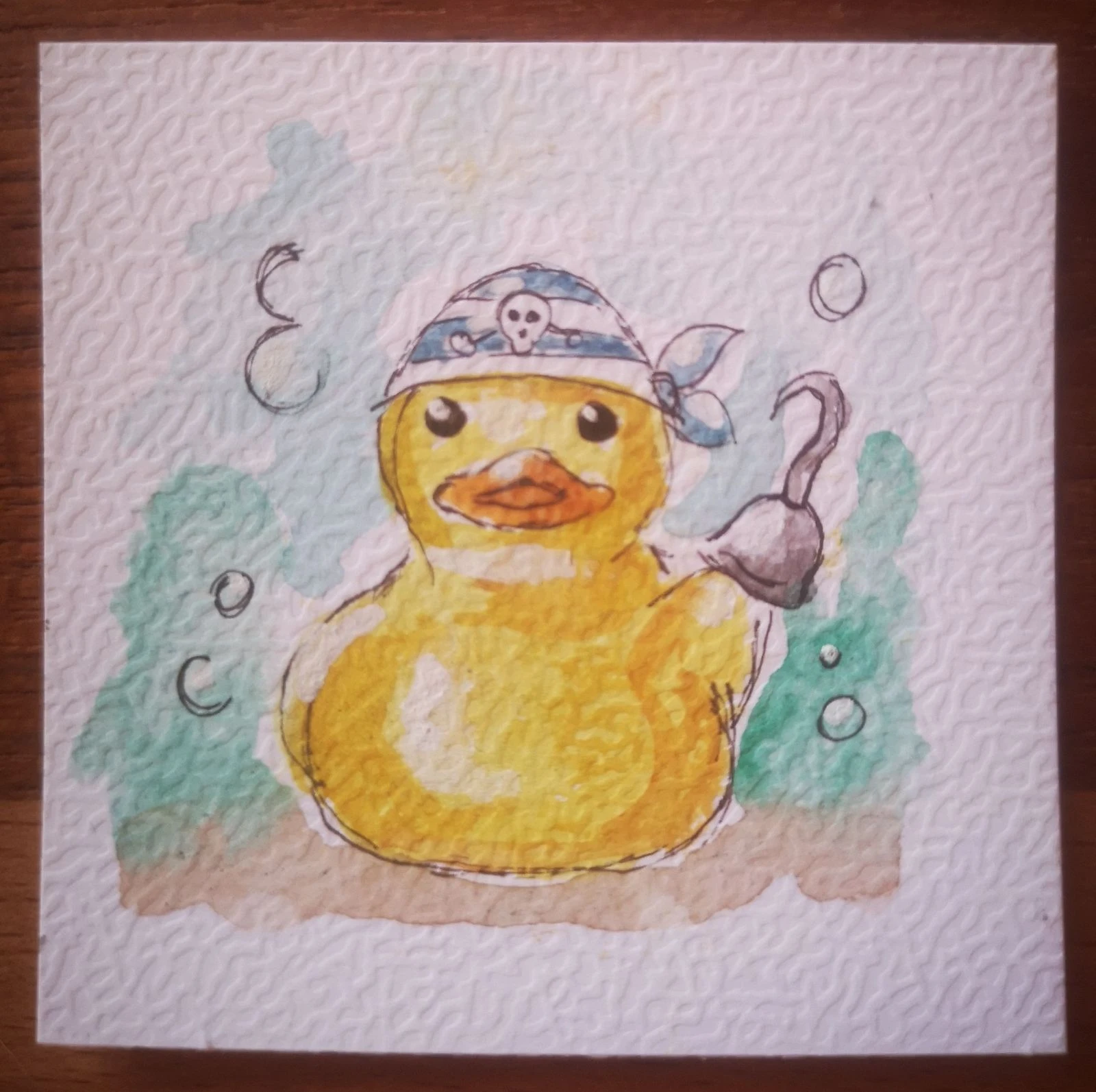 Tríplice de minis aquarelas pintadas à mão "meus 3 patinhos" – photo 6